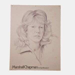 Marshall Chapman Johnny Cash 1976 Boegel Sketch Art Promo Poster 17x22 Columbia